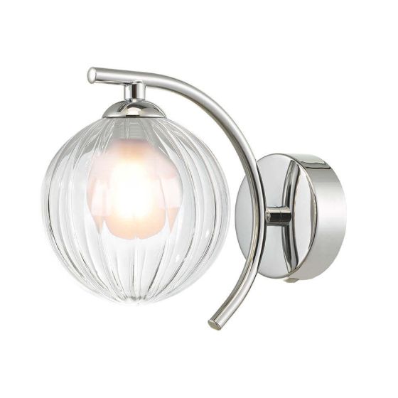 där lighting Nakita Wall Light Polished Chrome & Clear/Opal Glass