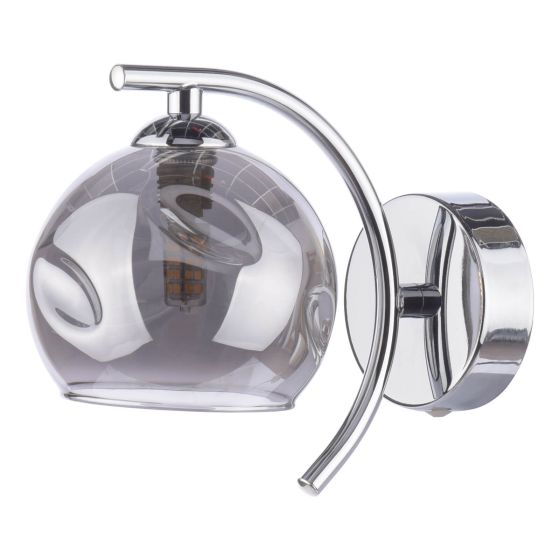 Där Lighting Nakita Wall Light Polished Chrome Smoked Dimpled Glass
