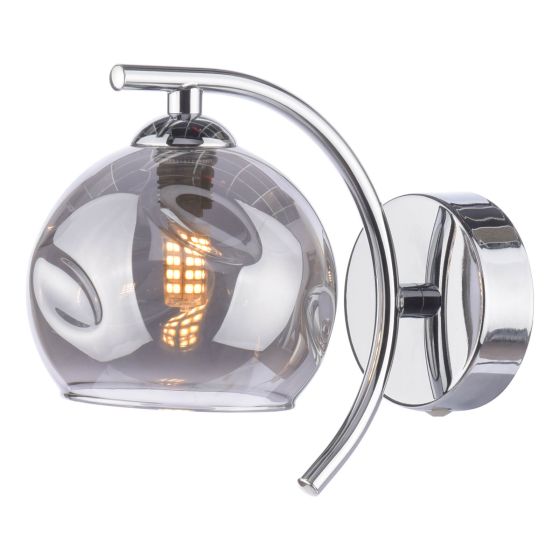 där lighting Nakita Wall Light Polished Chrome Smoked Dimpled Glass