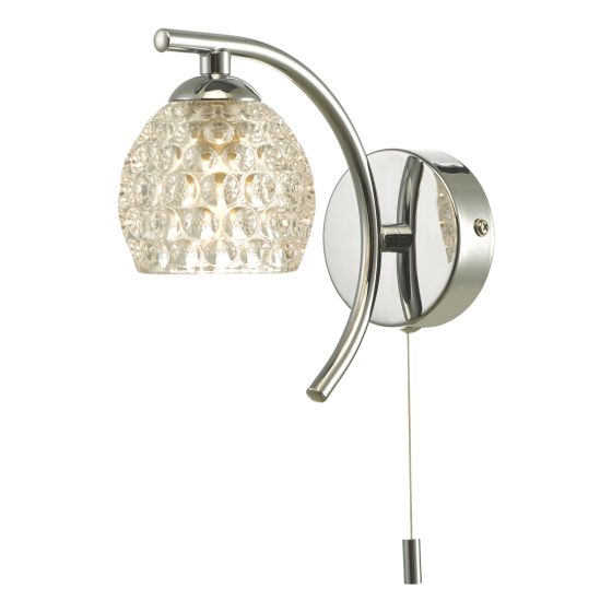 Där Lighting Nakita Wall Light Polished Chrome With Dimpled Glass