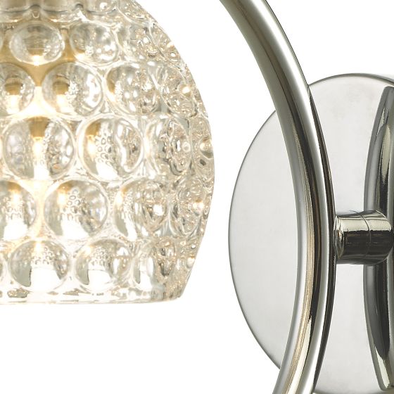 Där Lighting Nakita Wall Light Polished Chrome With Dimpled Glass