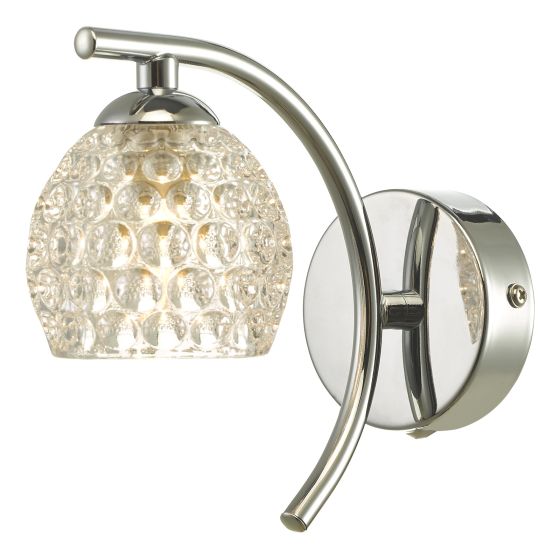 där lighting Nakita Wall Light Polished Chrome With Dimpled Glass