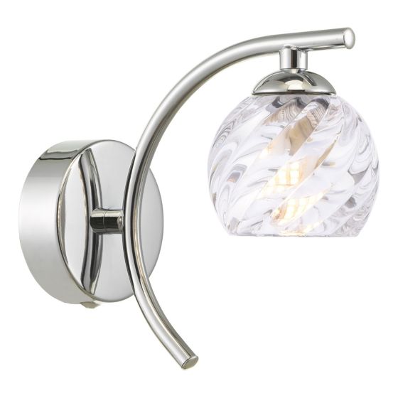 Där Lighting Nakita Wall Light Polished Chrome With Twisted Open Glass