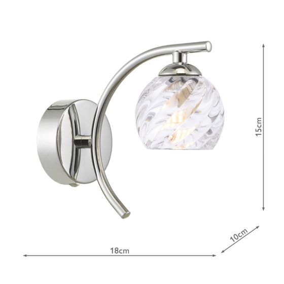 Där Lighting Nakita Wall Light Polished Chrome With Twisted Open Glass