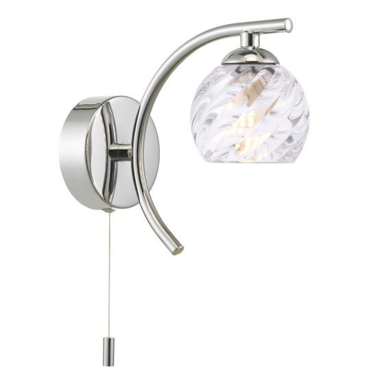 där lighting Nakita Wall Light Polished Chrome With Twisted Open Glass