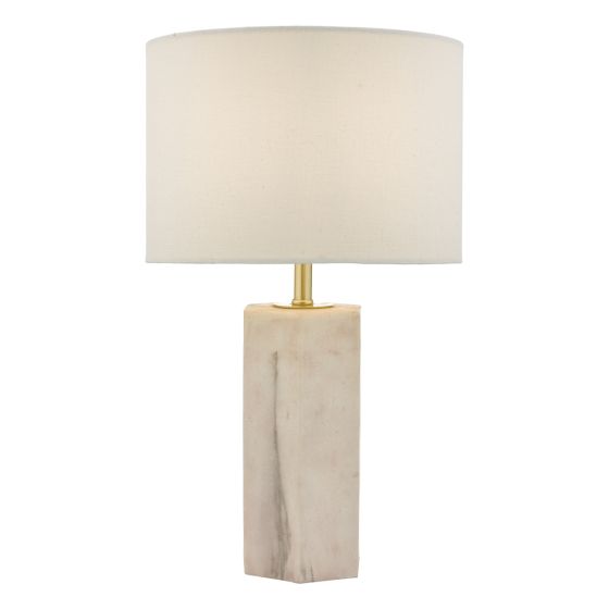 där lighting Nalani Table Lamp Pink Marble Effect With Shade