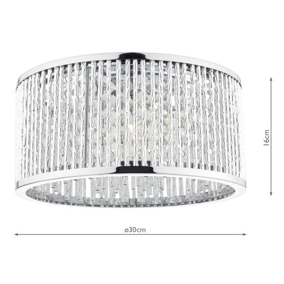 Där Lighting Nantes 3 Light Flush Polished Chrome Alum