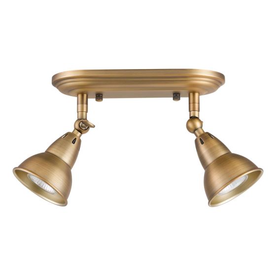 Där Lighting Nathaniel 2 Light Plate Spotlight Aged Brass