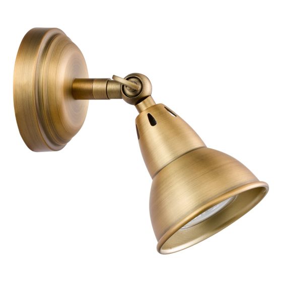 Där Lighting Nathaniel Single Wall Spotlight Aged Brass
