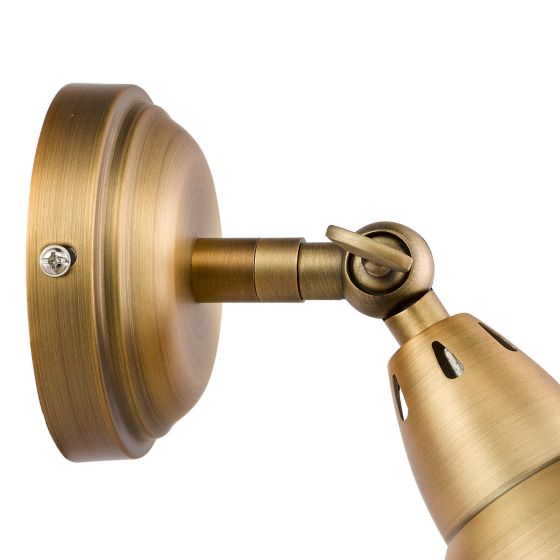 Där Lighting Nathaniel Single Wall Spotlight Aged Brass