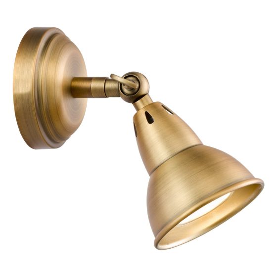 där lighting Nathaniel Single Wall Spotlight Aged Brass