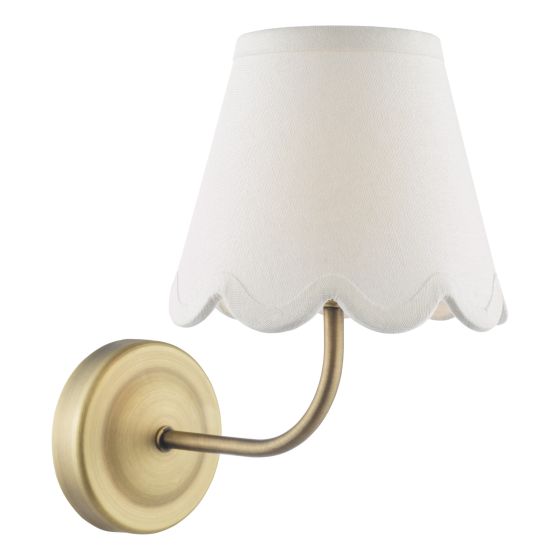 där lighting Navarro Rechargeable Wall Light Matt Antique Brass With Shade LED