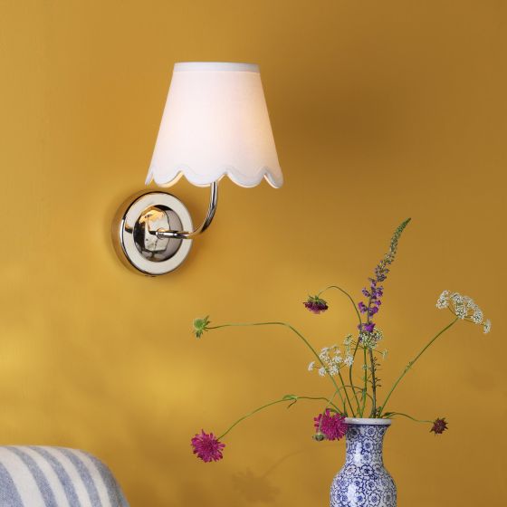 Där Lighting Navarro Rechargeable Wall Light Polished Nickel With Shade LED