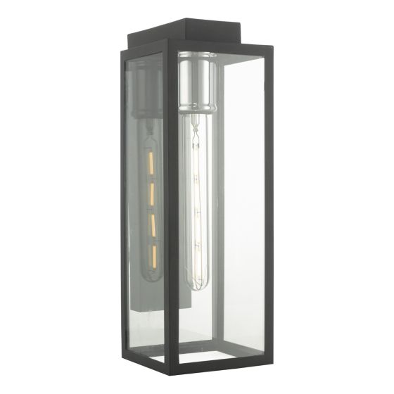 Där Lighting Naxos Outdoor Wall Light Black Glass IP43