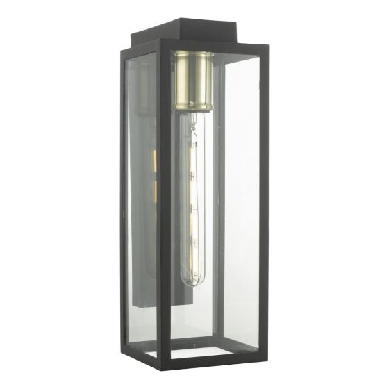 Där Lighting Naxos Outdoor Wall Light Black Glass IP43