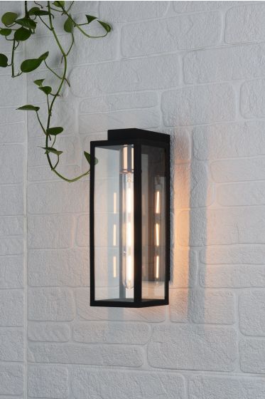 Där Lighting Naxos Outdoor Wall Light Black Glass IP43