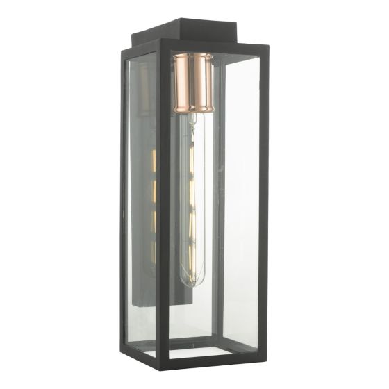 där lighting Naxos Outdoor Wall Light Black Glass IP43