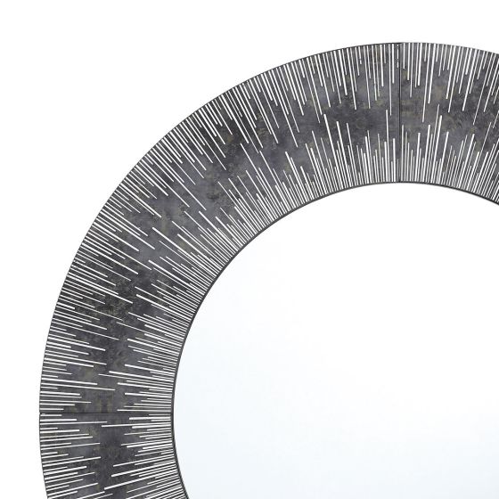 Där Lighting Neome Round Mirror With Purple/Grey Frame 80cm