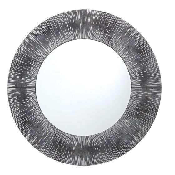 där lighting Neome Round Mirror With Purple/Grey Frame 80cm