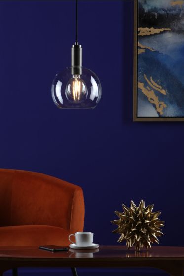 Där Lighting Nikolas Pendant Antique Chrome Round Clear Glass