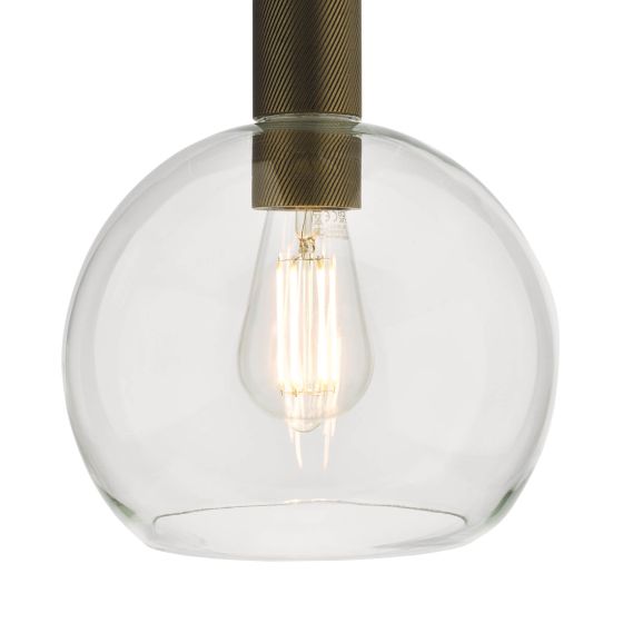 Där Lighting Nikolas Pendant Natural Solid Brass Round Clear Glass