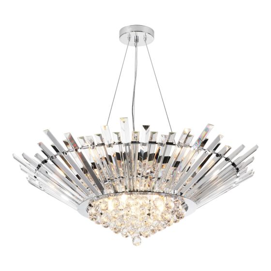 Där Lighting Nimbus 11 Light Chandelier Crystal And Polished Chrome