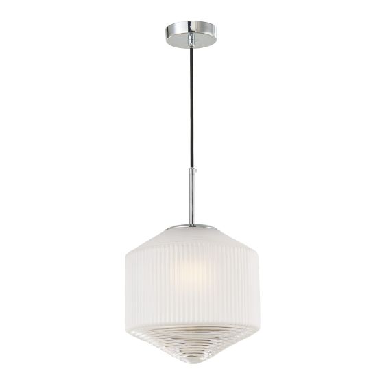 där lighting Nisha 1 Light Pendant Polished Chrome And Frosted/Clear Glass