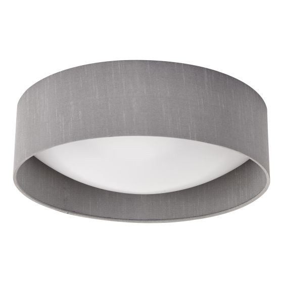 Där Lighting Nysa 2 Light Flush Grey Faux Silk 40cm