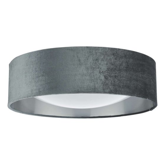 Där Lighting Nysa 2 Light Flush Velvet Dark Grey Shade 40cm