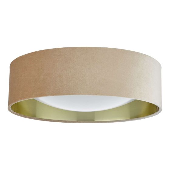 Där Lighting Nysa 2 Light Flush Velvet Taupe Shade 40cm