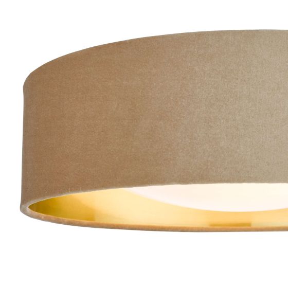 Där Lighting Nysa 2 Light Flush Velvet Taupe Shade 40cm