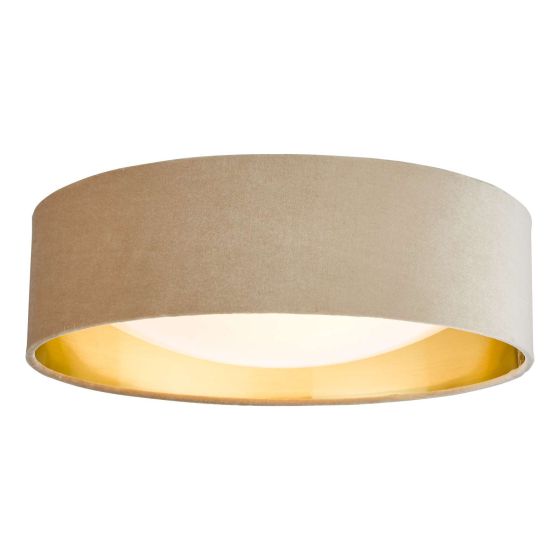 där lighting Nysa 2 Light Flush Velvet Taupe Shade 40cm