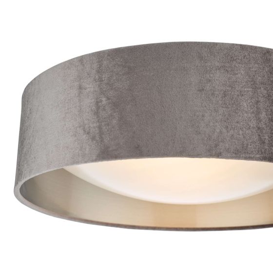 Där Lighting Nysa 2 Light Flush Velvet Warm Grey Shade 40cm