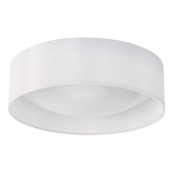 Där Lighting Nysa 2 Light Flush White Faux Silk 40cm