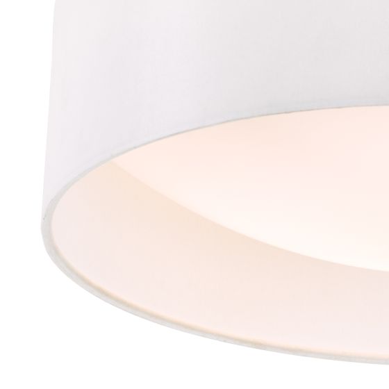 Där Lighting Nysa 2 Light Flush White Faux Silk 40cm