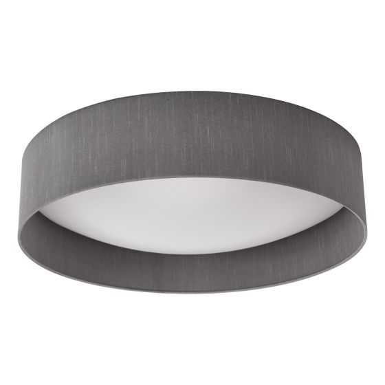 Där Lighting Nysa 3 Light Flush Grey Faux Silk 60cm