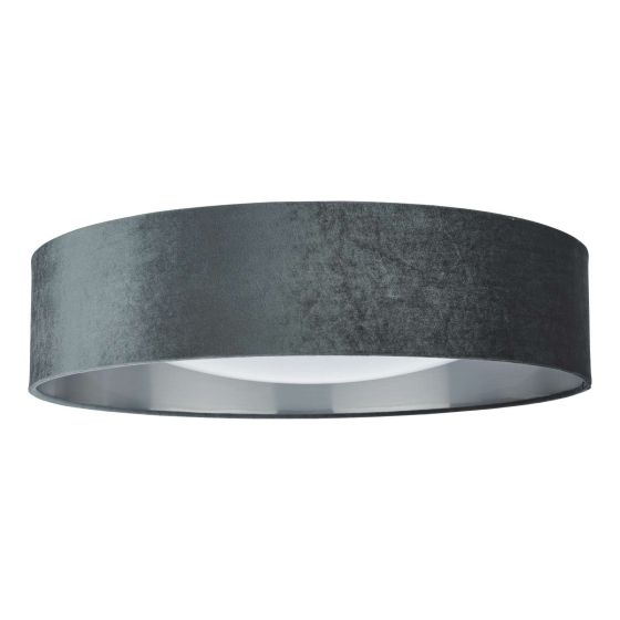 Där Lighting Nysa 3 Light Flush Velvet Dark Grey Shade 60cm