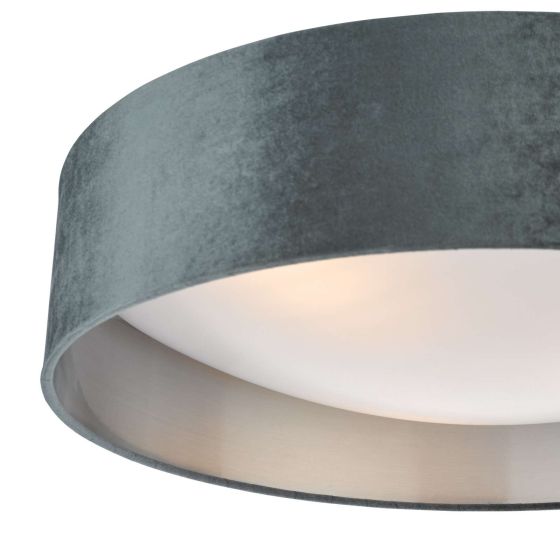Där Lighting Nysa 3 Light Flush Velvet Dark Grey Shade 60cm