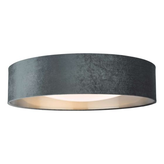 där lighting Nysa 3 Light Flush Velvet Dark Grey Shade 60cm