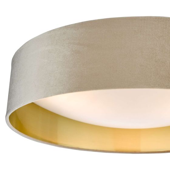 Där Lighting Nysa 3 Light Flush Velvet Taupe Shade 60cm