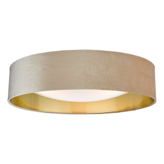 där lighting Nysa 3 Light Flush Velvet Taupe Shade 60cm