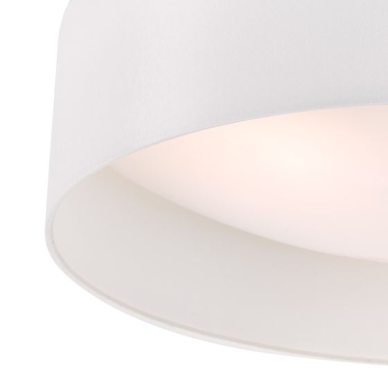 Där Lighting Nysa 3 Light Flush White Faux Silk 60cm