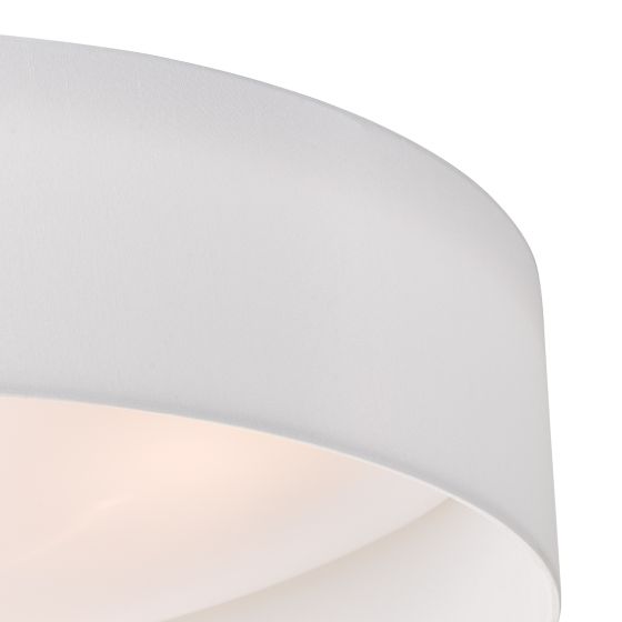 Där Lighting Nysa 3 Light Flush White Faux Silk 60cm