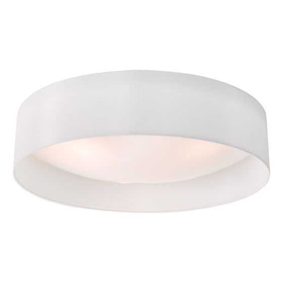 där lighting Nysa 3 Light Flush White Faux Silk 60cm
