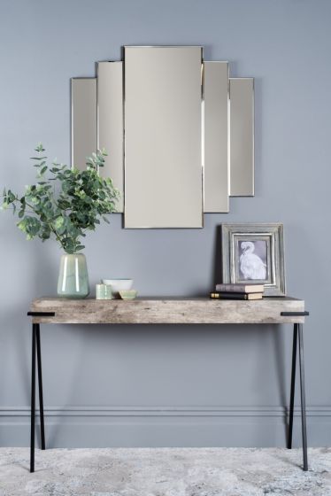 Där Lighting Odeon Rectangle Stepped Mirror 88 X 88cm