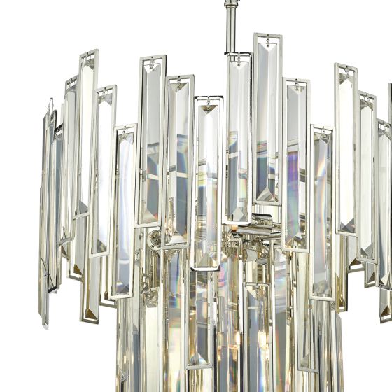 Där Lighting Odile 6 Light Pendant Champagne Crystal Polished Nickel Frame