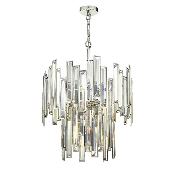 Där Lighting Odile 6 Light Pendant Champagne Crystal Polished Nickel Frame