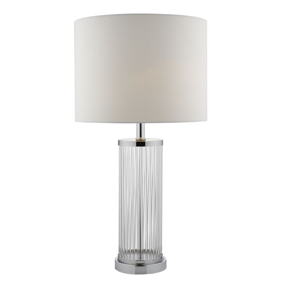 där lighting Olalla Table Lamp Polished Chrome Clear Glass With Shade