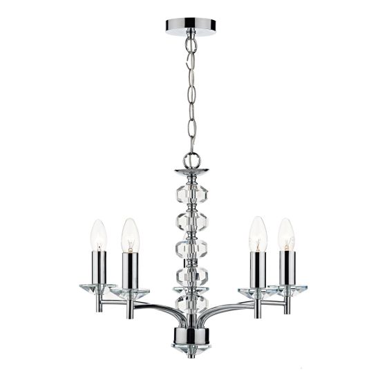 Där Lighting Oleana 5 Light Pendant Polished Chrome Crystal