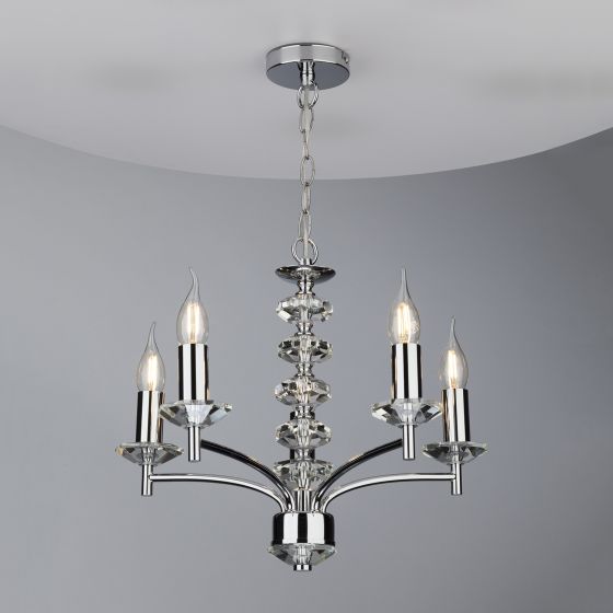 Där Lighting Oleana 5 Light Pendant Polished Chrome Crystal